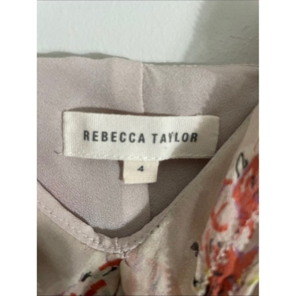 Rebecca Taylor Cami Top Silk Tiger Print Ruffle Size 4 Sleeveless Blouse - Picture 2 of 15